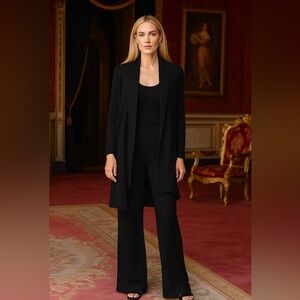 Investments Black Ribbed Sweater Cardigan and Pant Set